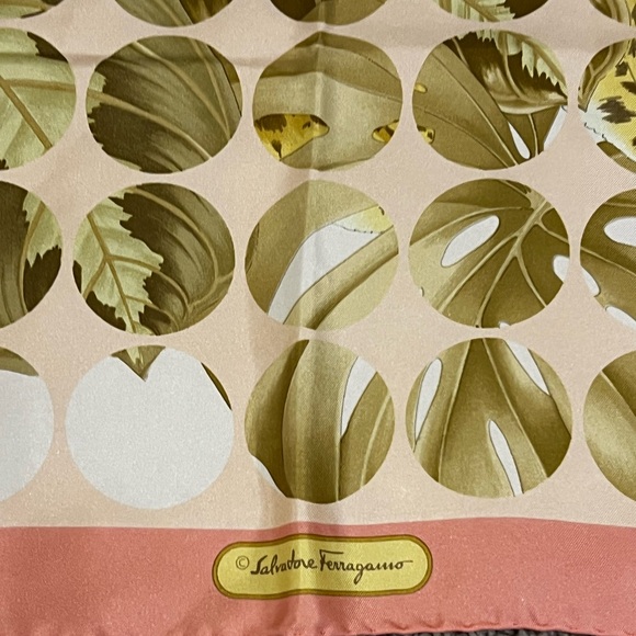 Salvatore Ferragamo Pink and Yellow Floral Silk Scarf - Picture 3 of 4